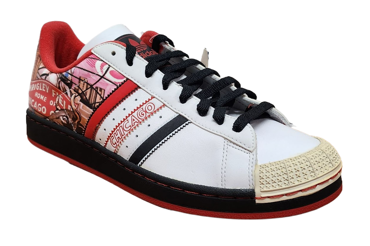 adidas Originals Men Halfshells Lo Citie Leather Shoe White / Black / Red 043556 DEFECT