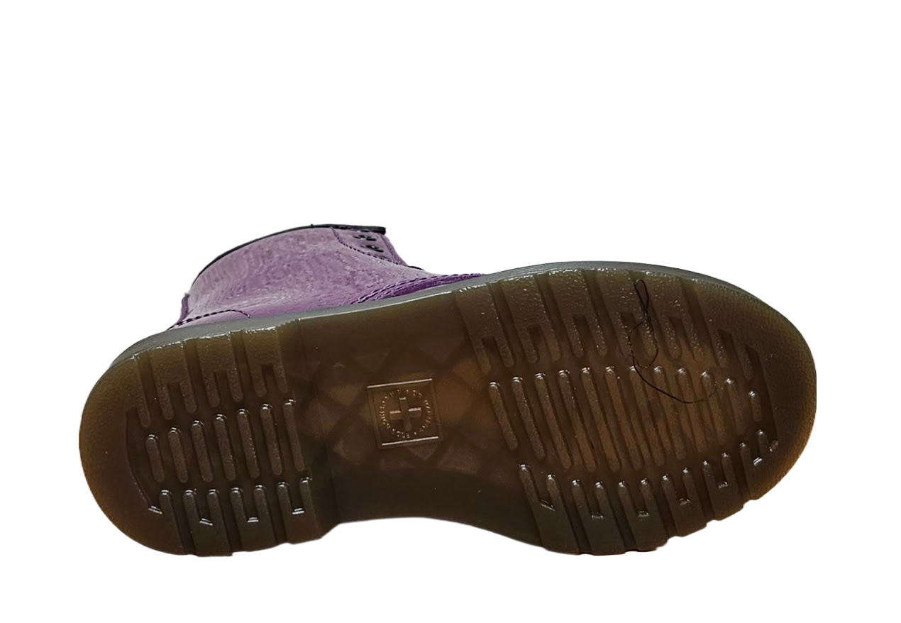 Dr. Martens Junior Patent Leather Lace Up Boots Delaney Purple Violet