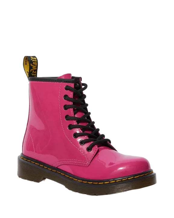 Dr. Martens Junior 1460 Patent Leather Lace Up Boots Delaney Hot Pink