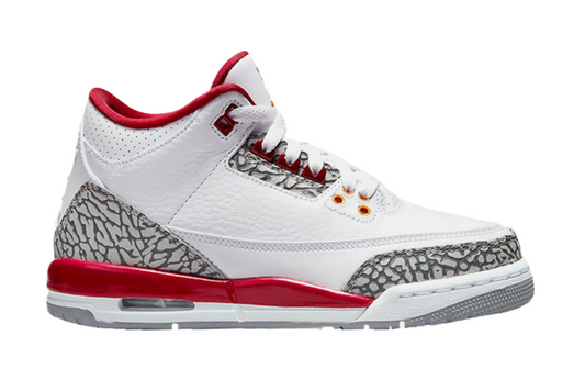 Jordan 3 Retro Preschool Sneaker White / Light Curry-Cardinal Red