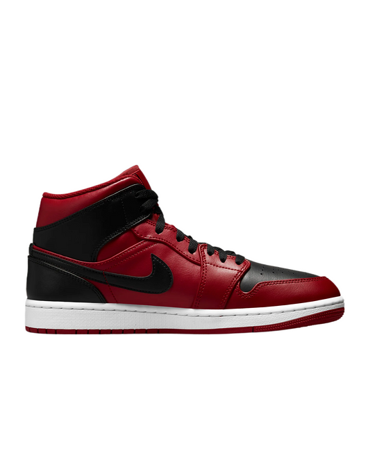 Air Jordan Men 1 Mid "Reverse Bred" Shoes Gym Red / Black-White 554724-660