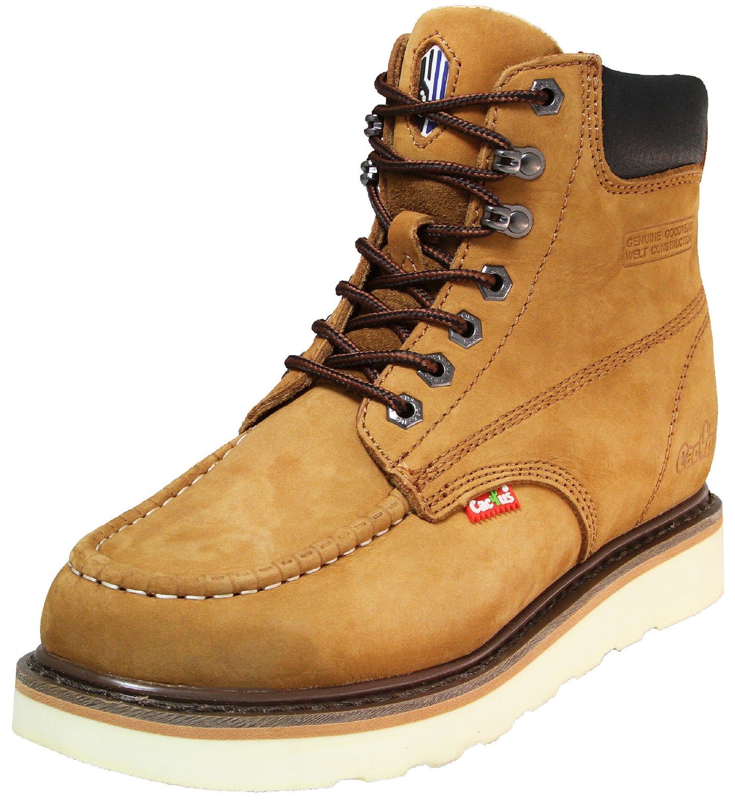 CACTUS Men's 6" Moccasin-Toe Oil Resistant Work Boots Brown 611M-BRWN