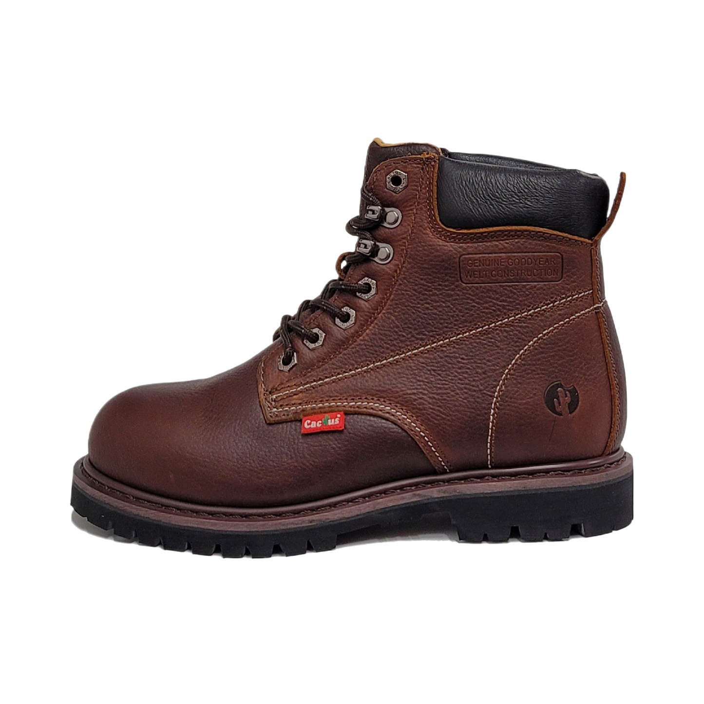 CACTUS Men's 6" Plain Toe Oil Resistant Work Boots 627-DK.BRWN