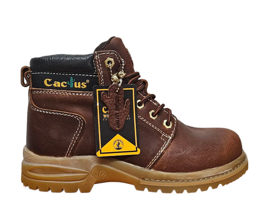 Cactus Men Leather Oil Resistant Work Boot Brown 6533-BROWN