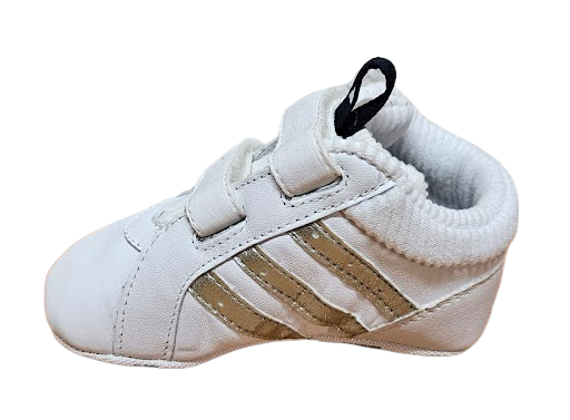 adidas Adi Fit Liladi CF II Crib Shoes White / Metallic Silver 749927 DEADSTOCK