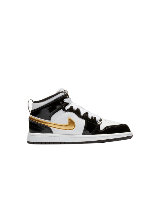 Jordan 1 Mid SE Preschool Sneaker Black / Metallic Gold-White BQ6932-007