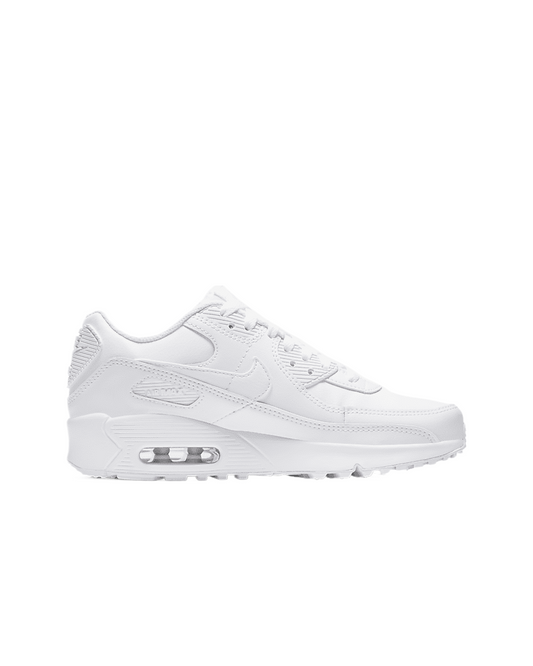 Nike Grade School Air Max 90 LTR Sneaker White/White-Metallic Silver CD6864-100