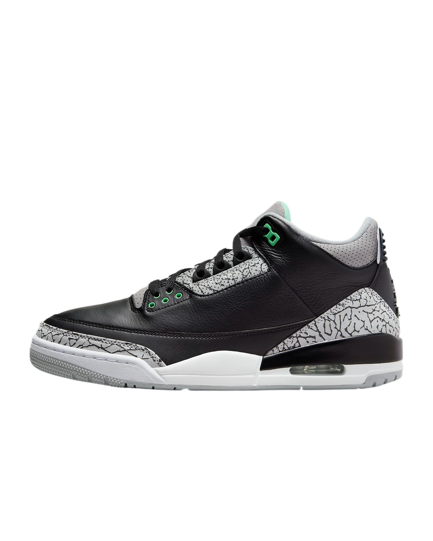 Air Jordan Men 3 Retro Black / Green Glow-Wolf Grey CT8532-031