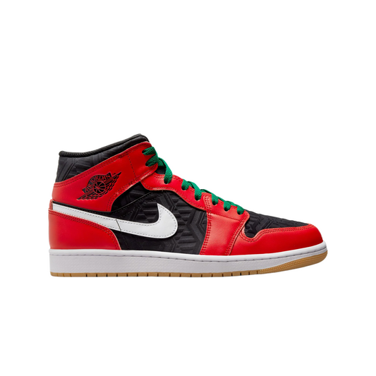 Air Jordan Men 1 Mid SE Sneaker Black/Fire Red-White-Malachite DQ8417-006
