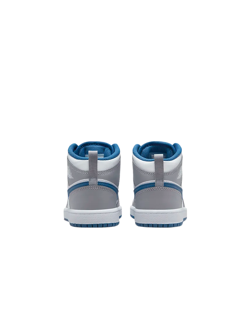Jordan 1 Mid Preschool Sneaker Cement Grey / White-True Blue DQ8424-014