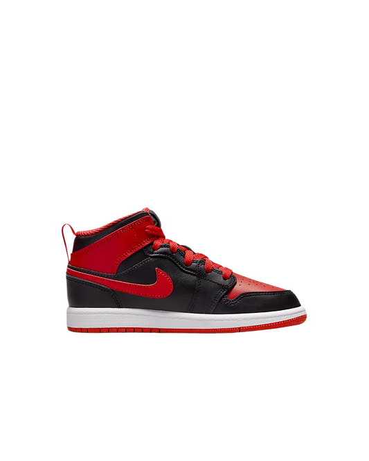 Jordan 1 Mid Preschool Sneaker Black / Fire Red-White DQ8424-060