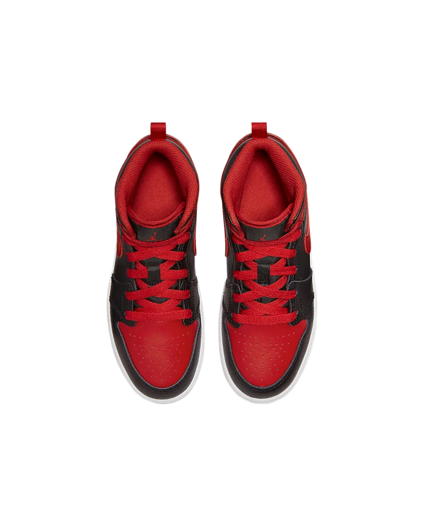 Jordan 1 Mid Preschool Sneaker Black / Fire Red-White DQ8424-060