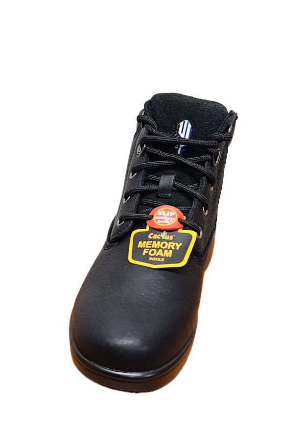 CACTUS Women Slip Resistant Soft Toe Oil Tumbled Leather Work Boot LS60-BLK