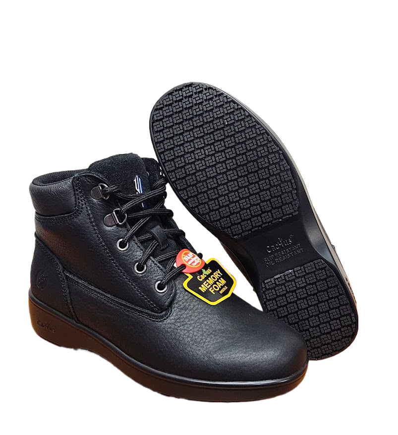 CACTUS Women Slip Resistant Soft Toe Oil Tumbled Leather Work Boot LS60-BLK