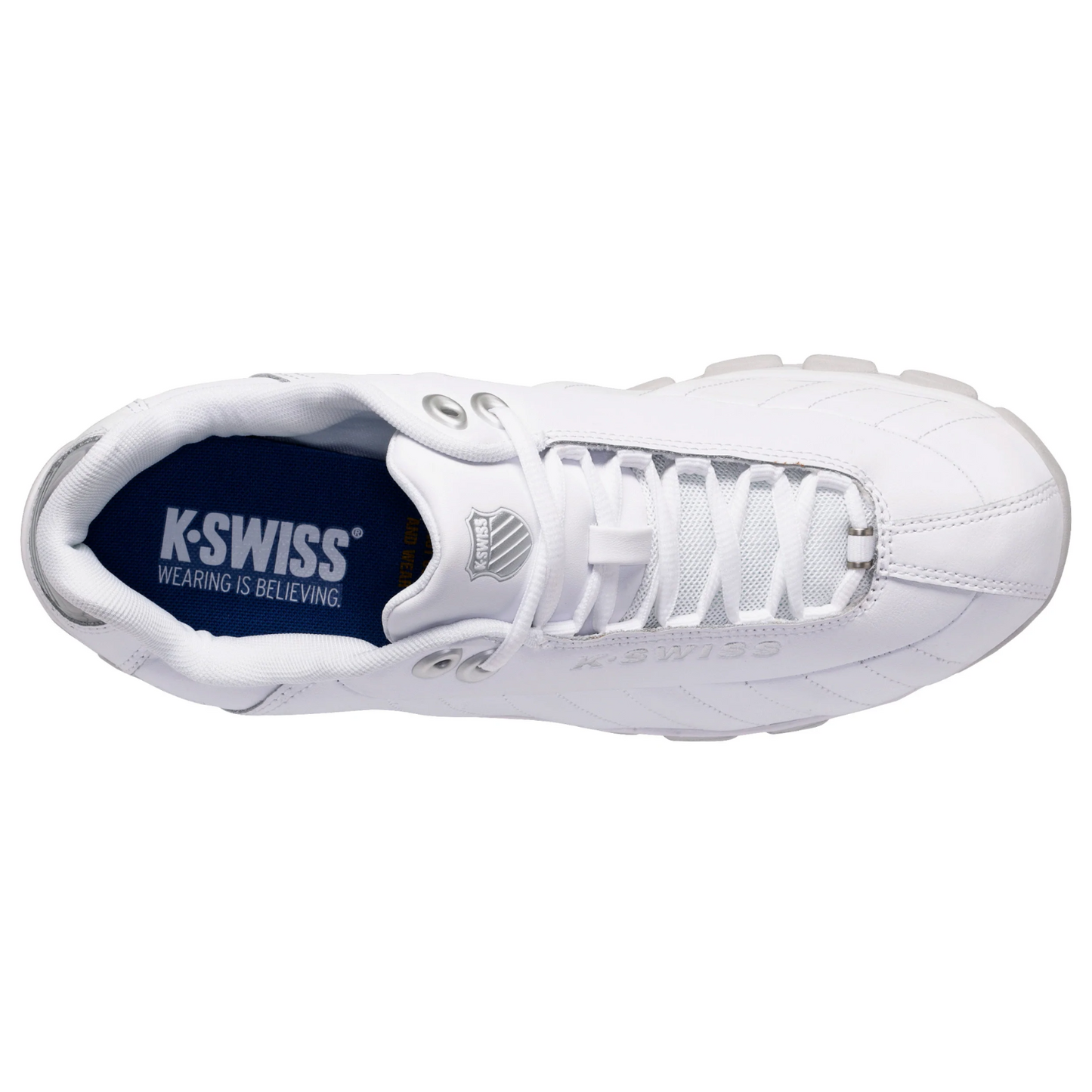K-Swiss Men's ST329 Medium Low Top Shoe White / Black / Silver / Gel 06408-110-M