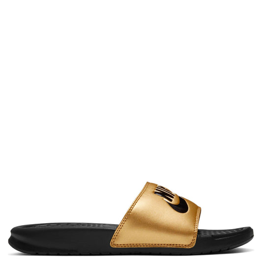 Nike Women Benassi JDI Slide Sandal Black / Black-Metallic Gold 343881-014